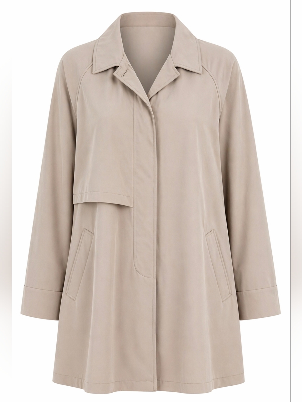 Utex Beige Khaki Capsule Minimalist Oversized Men's Midi Trench Rain Coat Size L